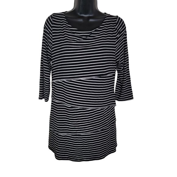 Whbm Striped Tiered Tunic Top Shirt Medium - Picture 1 of 5